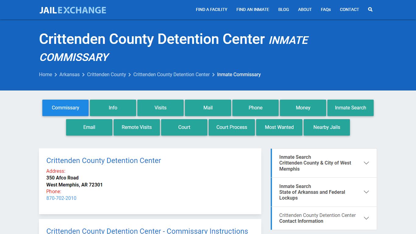 Crittenden County Detention Center Inmate Commissary